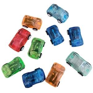 Lot of 10 Greenbrier Industries Plastic Pull Back Cars Colorful
